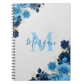 Carnet Roses Bleus Avec Script Parties scintillant Or Mon (Devant)