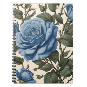 Carnet Roses Bleus Et Feuilles Verts,