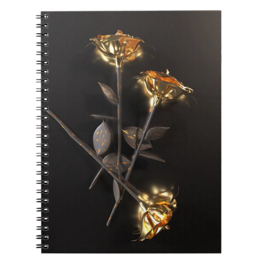 Carnet Roses Brûlantes – Élégance Dorée (Devant)