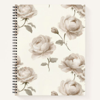 Carnet Roses Champignons Élégantes et Rayures Ivoire