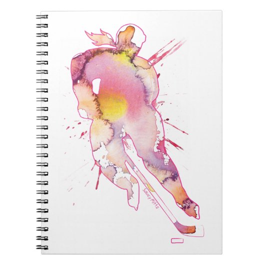 Carnet Roses d'aquarelle d'hockey (Devant)