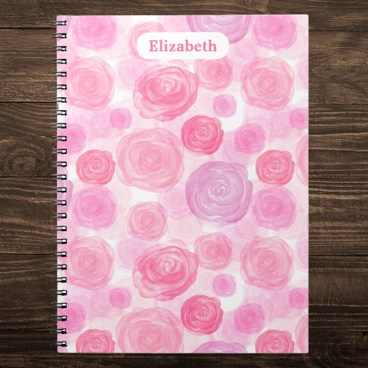 Carnet Roses d'aquarelle personnalisés