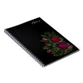 Carnet Roses d'aquarelle sur un arrière - plan noir, aqua (Côté Droit)