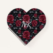 Carnet Roses de Bourgogne avec Arrière - plan noir Monogr (Devant)