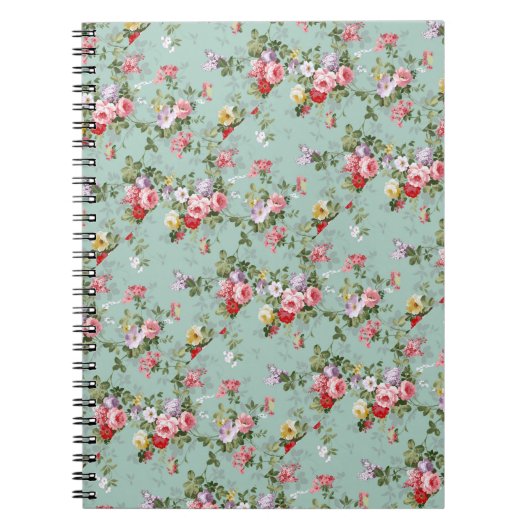 Carnet Roses de chou sur bleu pâle (Devant)