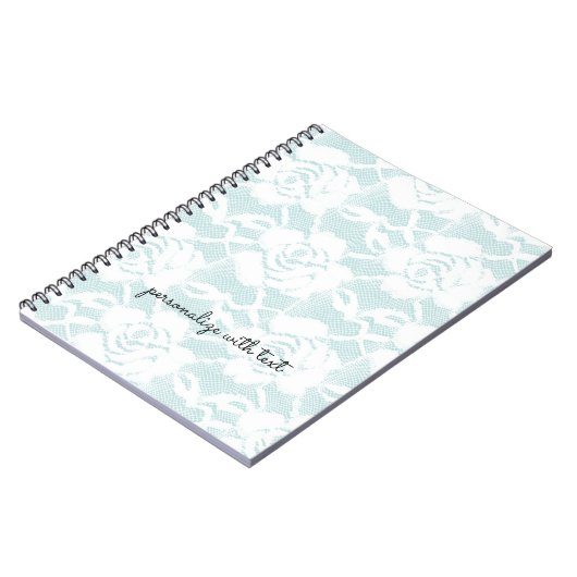 Carnet Roses de dentelle blanche à la menthe (Côté gauche)