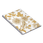 Carnet Roses dorés, fleurs, feuilles et baies de chien (Côté Droit)
