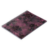 Carnet Roses élégantes sur un fond violet foncé. (Côté gauche)