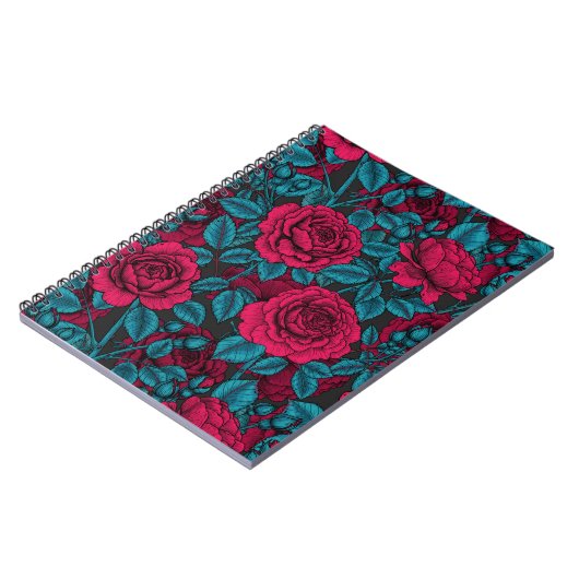 Carnet Roses en rouge et bleu (Côté gauche)