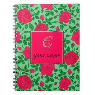Carnet roses et bourgeons rose girly personnalisés motif