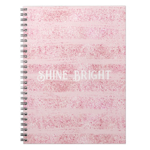 Carnet Roses Féminins Blancs Faux Paillettes Rayures