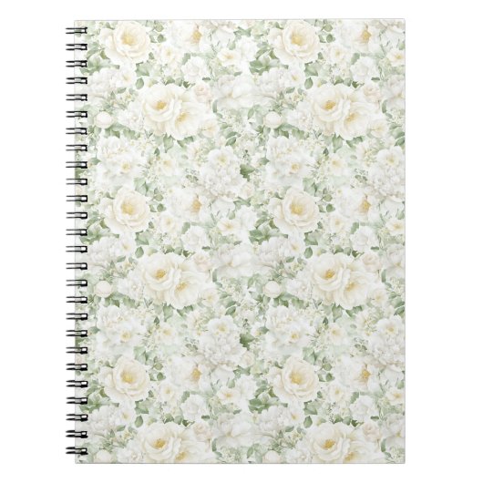 Carnet Roses Fleurales Blanches Crème Romantiques (Devant)