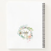 Carnet Roses Floral Or Monogramme Féminin Script (Dos)