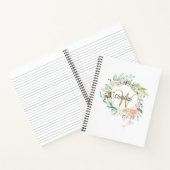 Carnet Roses Floral Or Monogramme Féminin Script (Intérieur)