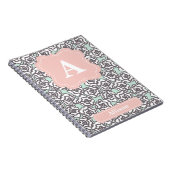 Carnet Roses gris et monogramme rose (Côté Droit)