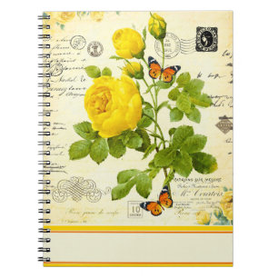 Carnet roses jaunes vintage