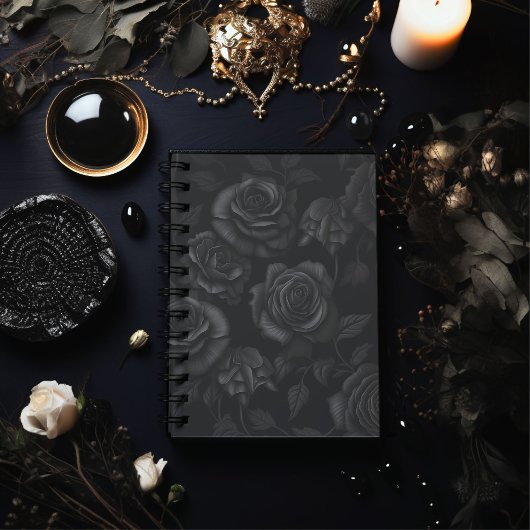 Carnet Roses Noires sur Fond Noir