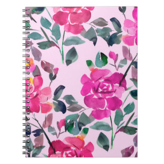 Carnet Roses opulents à l'aquarelle dessinée à la main. M
