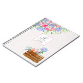 Carnet Roses pastel aquarelle, monogramme hydrangeas (Côté gauche)