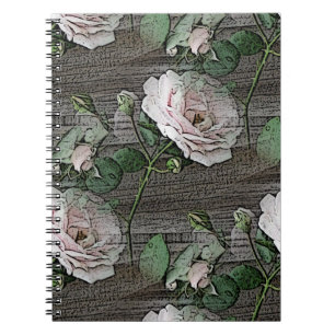 Carnet Roses patinés sur le bois