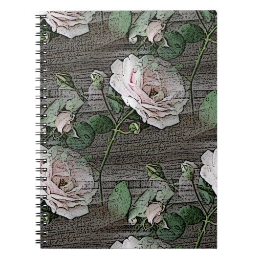 Carnet Roses patinés sur le bois (Devant)