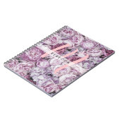 Carnet Roses Pivoines Floral Rose Script Monogramme (Côté gauche)