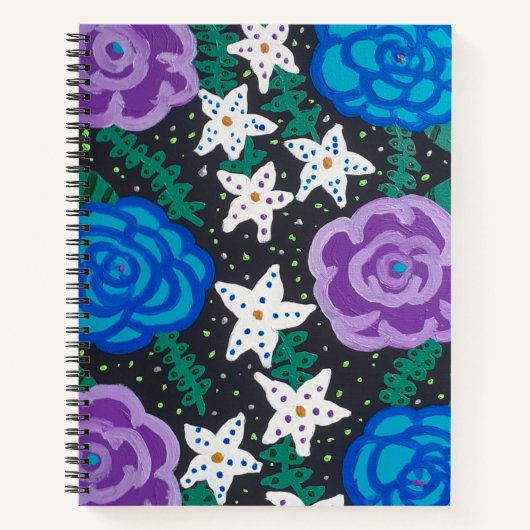 Carnet Roses pourpres et bleus (Devant)