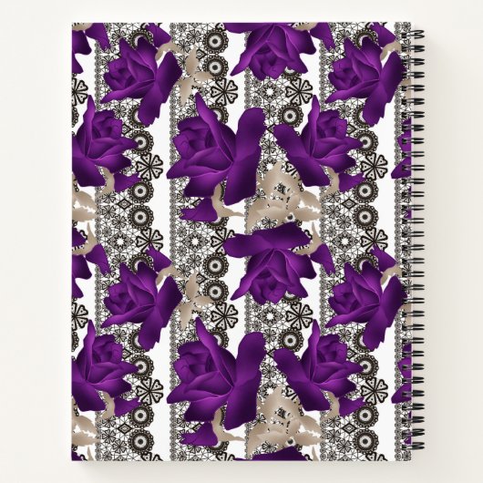 Carnet Roses rétro, violet (Dos)