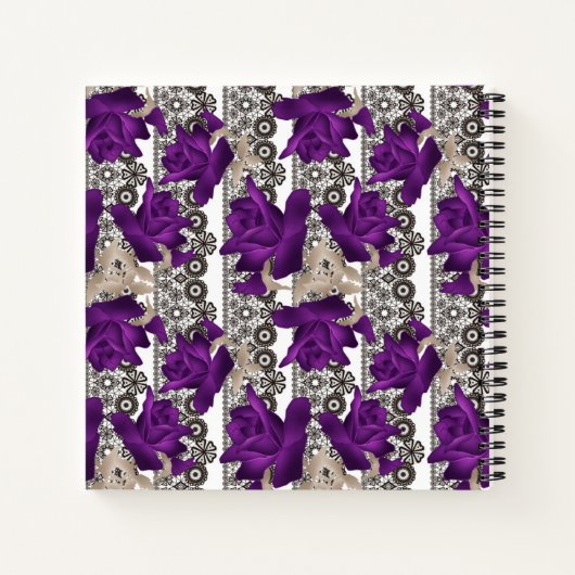 Carnet Roses rétro, violet (Dos)