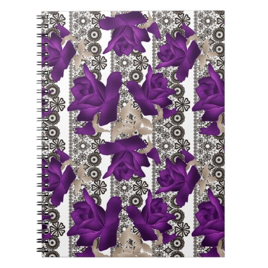 Carnet Roses rétro, violet (Devant)