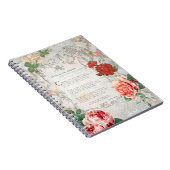 Carnet Roses romantiques, Poème et Frontière Filigree (Côté Droit)