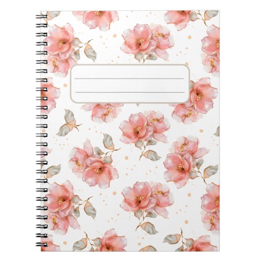 Carnet Roses roses et Feuilles roses (Devant)