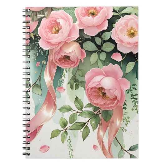 Carnet Roses roses et rubans (Devant)