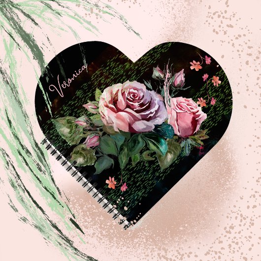 Carnet Roses roses sur noir