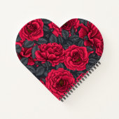 Carnet Roses rouges avec feuilles gris sur noir (Dos)