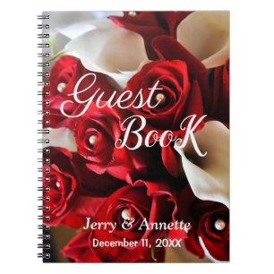 Carnet Roses Rouges Blanc Calla Lily Fleurs Invité Person