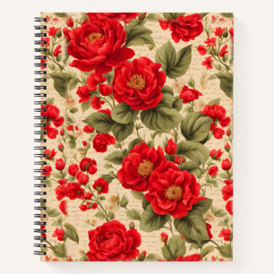 Carnet Roses rouges brillantes et texte