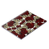 Carnet Roses Rouges & Crânes Floral Noir Gothique Blanc (Côté gauche)