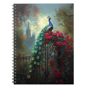 Carnet Roses rouges de paon dramatique gothique
