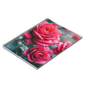 Carnet Roses rouges Élégant Monogramme Floral Lié Spiral (Côté gauche)