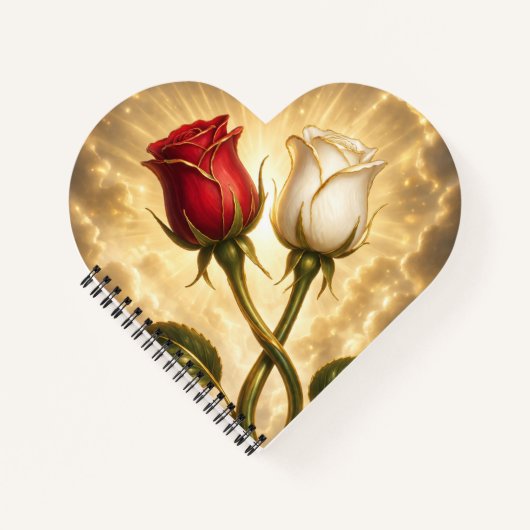 Carnet Roses rouges et blanches entrelacées. (Devant)