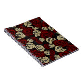 Carnet Roses rouges et crânes gris noir floral gothique (Côté Droit)