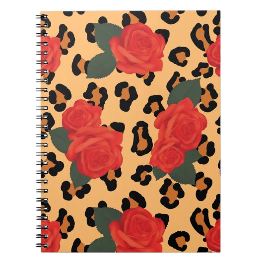 Carnet Roses rouges et imprimé léopard (Devant)
