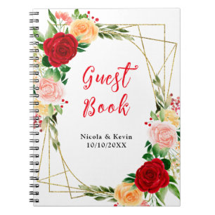 Carnet Roses rouges et oranges romantiques
