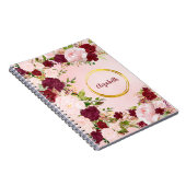 Carnet Roses rouges et roses avec cercle doré personnalis (Côté Droit)