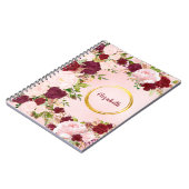 Carnet Roses rouges et roses avec cercle doré personnalis (Côté gauche)
