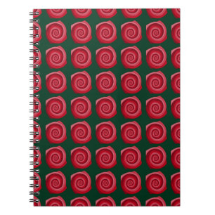 Carnet Roses rouges sur un fond vert abstrait, fond