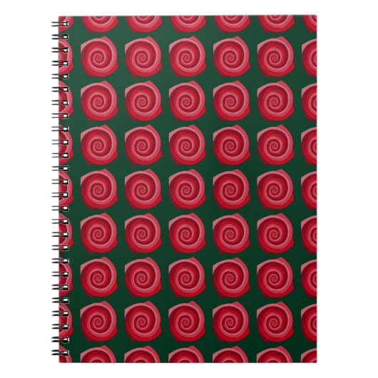 Carnet Roses rouges sur un fond vert abstrait, fond (Devant)