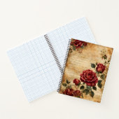Carnet Roses rouges sur vieux parchemin (Intérieur)