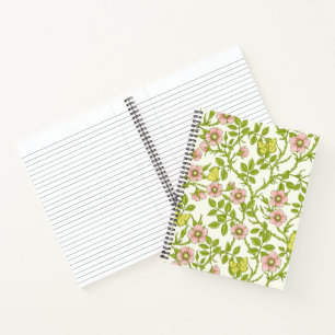 Carnet Roses sauvages et papillons /rose/vert pâle/jaune